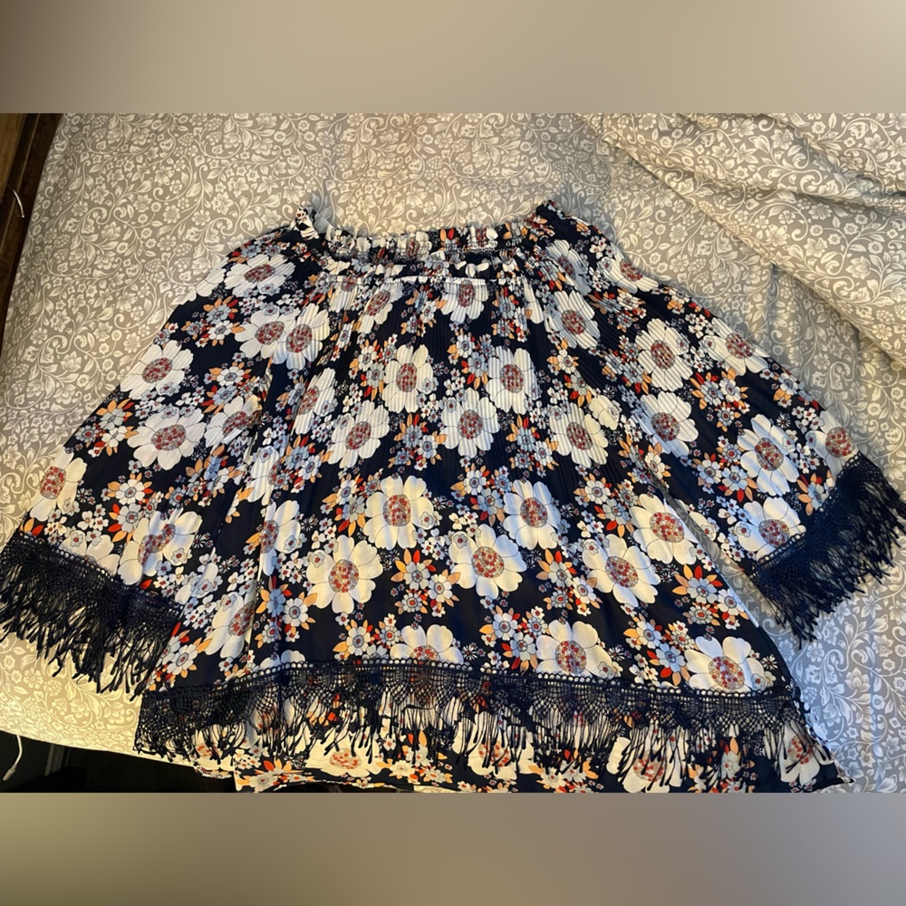 Navy Floral Women's Top, off the shoulder